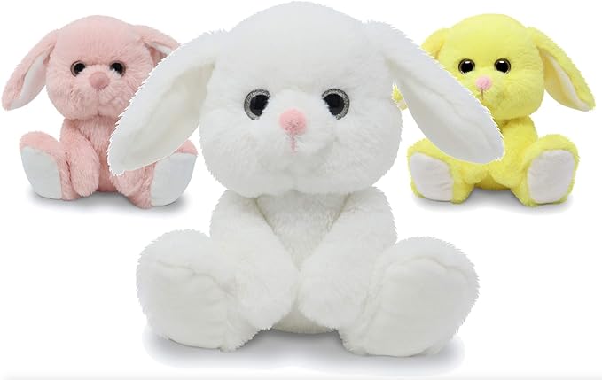 毛绒兔子毛绒玩具 3 件装,3种颜色,9 英寸兔子兔子毛绒玩具 9 inches
