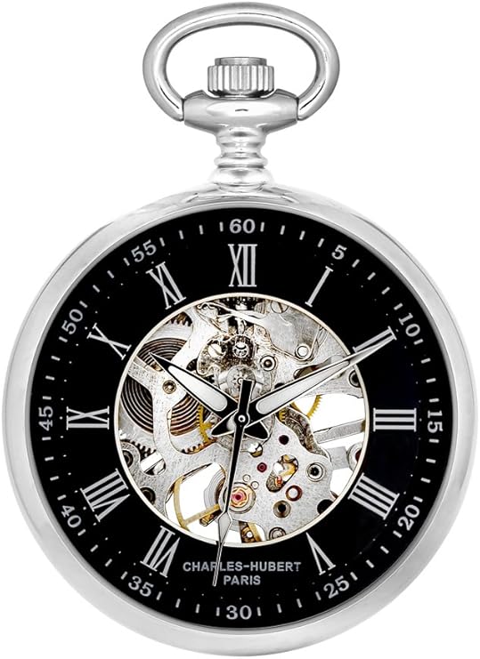 charles-hubert,巴黎"经典系列"机械手风黄铜口袋手表,颜色:黑色(型号