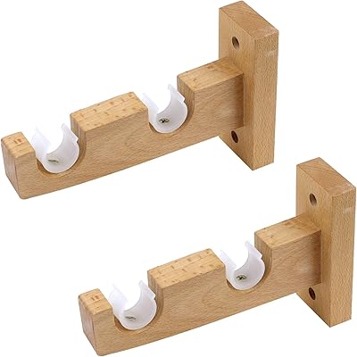 dnyta 2 件双窗帘杆支架壁挂式实木窗帘杆支架窗帘杆壁挂支架挂钩重型