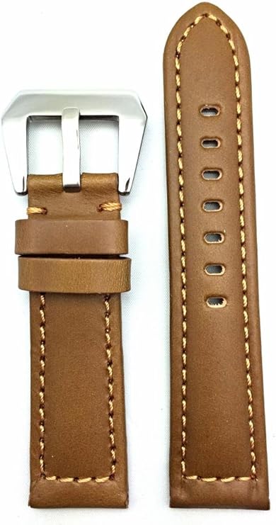 22 毫米 panerai 风格棕色真皮表带 | 纯色,光滑,重型,中等衬垫替换