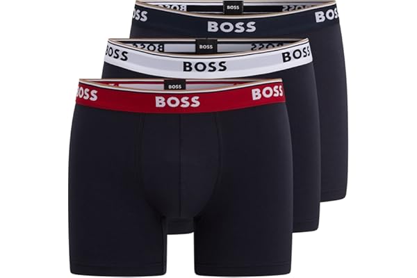 boss 男士 boxerbr 3p power 三件装 弹力棉平角内裤 腰部有标志