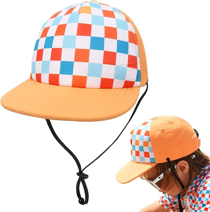 儿童棒球帽带下巴带幼儿*太阳帽男孩女孩夏季棉质遮阳帽适用于海滩