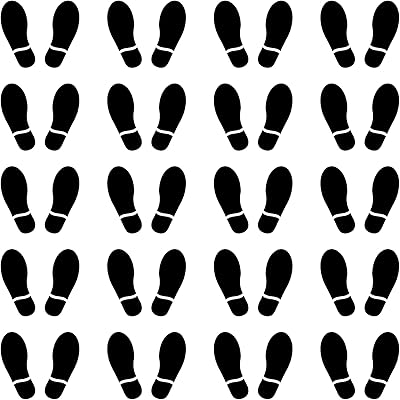 20 对 40 张印花黑色鞋贴纸 7 英寸脚印地板贴花贴纸脚距离地板标志