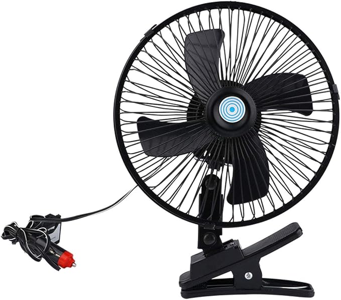 4 厘米)汽车冷却风扇 2 个齿轮 办公桌夹 风扇 推车 汽车安装 低噪音
