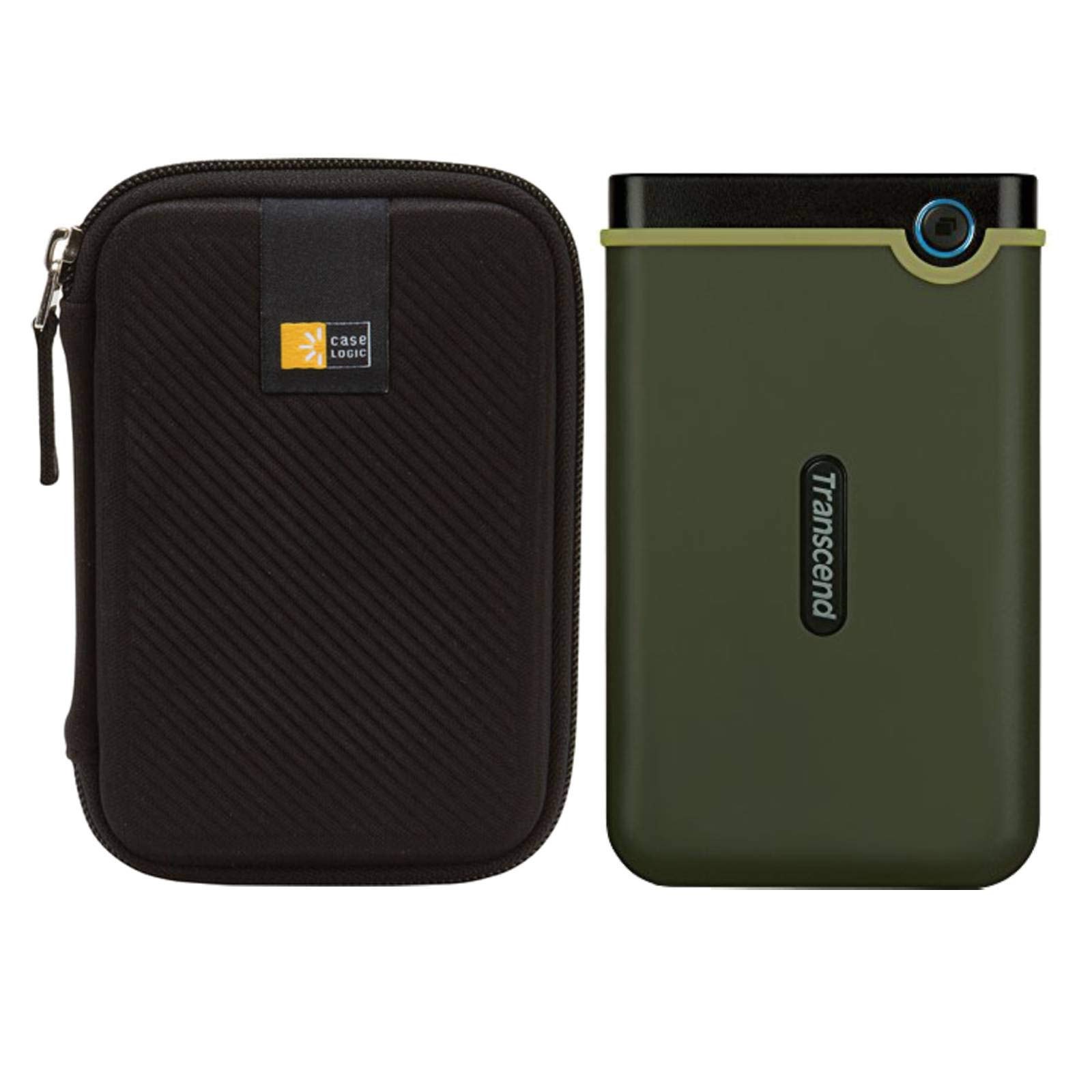 Transcend 2TB USB 3.1 Storejet 25M3 Rugged, shock-proof Portable External Hard Drive (**)+ compact hard drive case