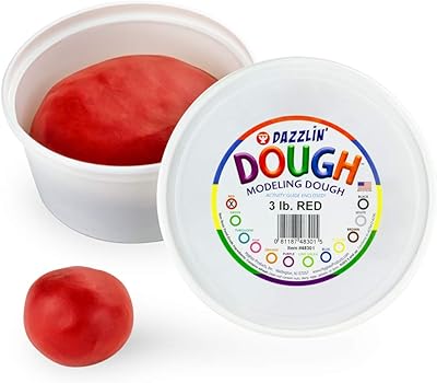 hygloss dazzlin unscented play modeling dough for kids, red, 3