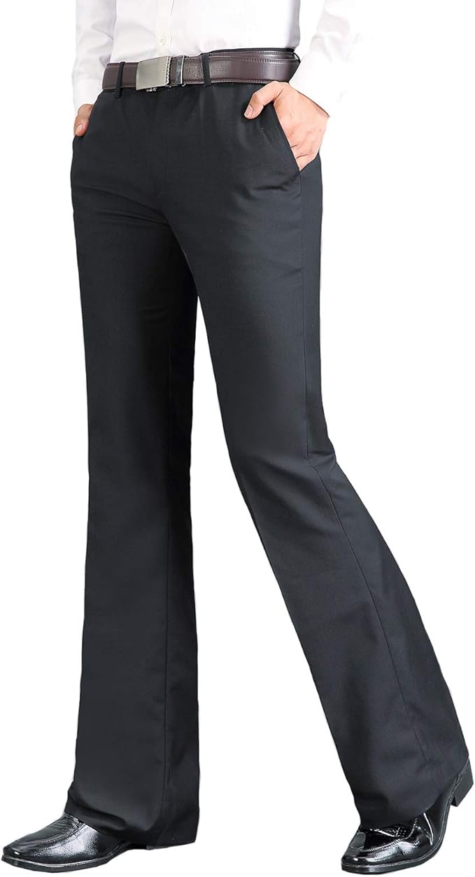 haorun 男士喇叭裤 复古 60 年代 70 年代喇叭正式正装裤 修身