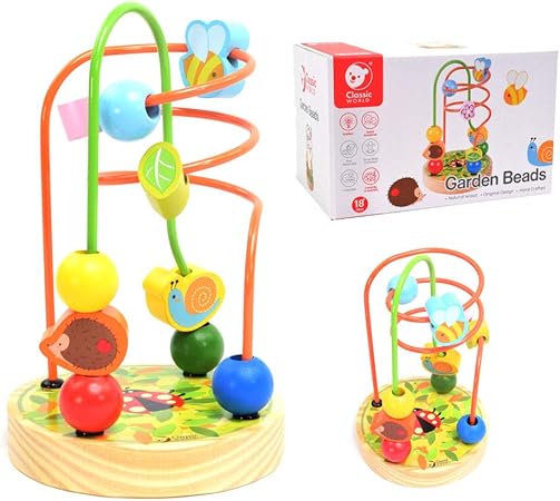 智育玩具串珠轨道包装玩具串珠木制动物儿童1岁半礼物祝贺 花园串珠classic World 经典世界 Cl3704 玩具 亚马逊中国