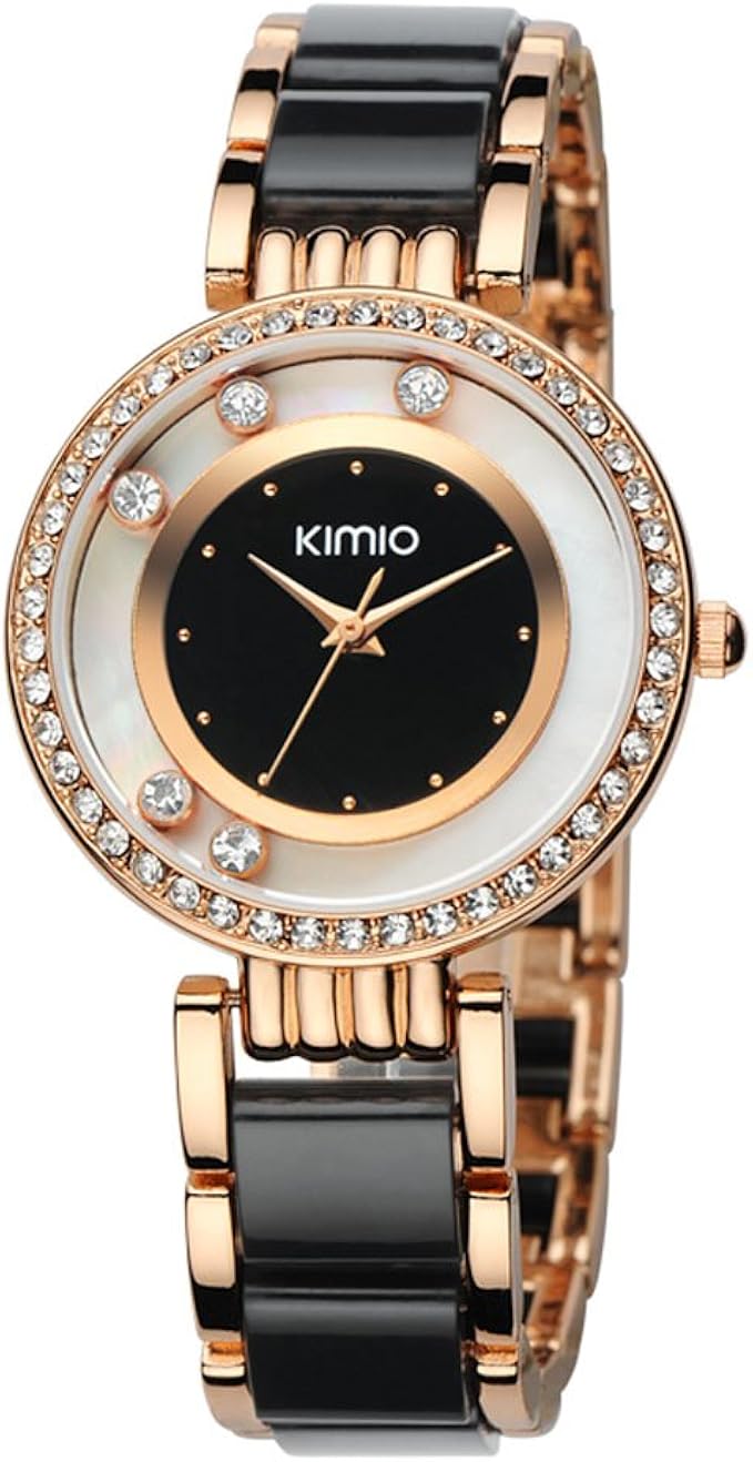 kimio金米欧 仿陶瓷表带 表盘镶钻流动水晶女士手表 女表 485