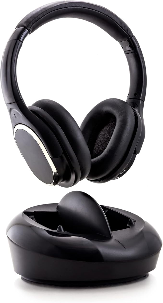 4ghz 射频电视耳机,330 英尺范围,数字光学输入,重量轻和额外衬垫