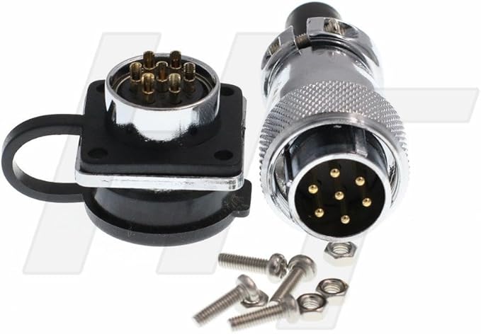 hangton hs20 防水户外金属工业电源连接器电缆插头面板安装插座(7 针