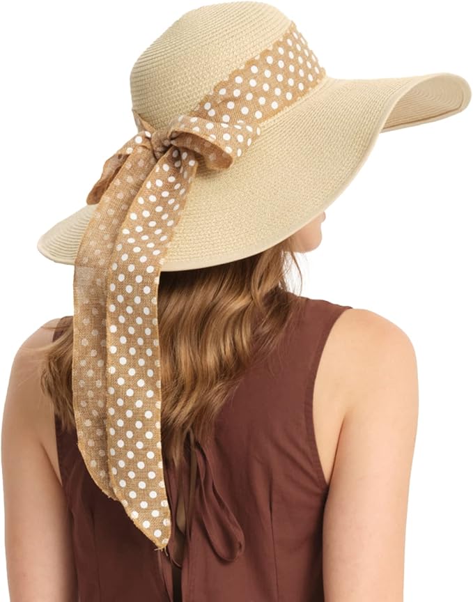 女式遮阳帽宽帽檐草帽旅行帽带防风挂绳可折叠 upf50