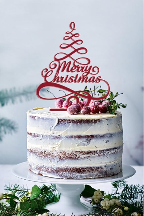 [usa-sales] merry christmas cake topper selection, color shiny