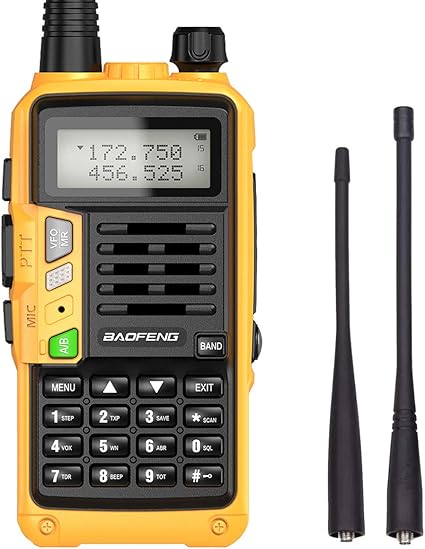 Baofeng S9plus 三频收音机带20mah 大电池 包括天线 2 个天线 耳机和更多业余 Ham 双向收音机 黄色 亚马逊中国 办公用品