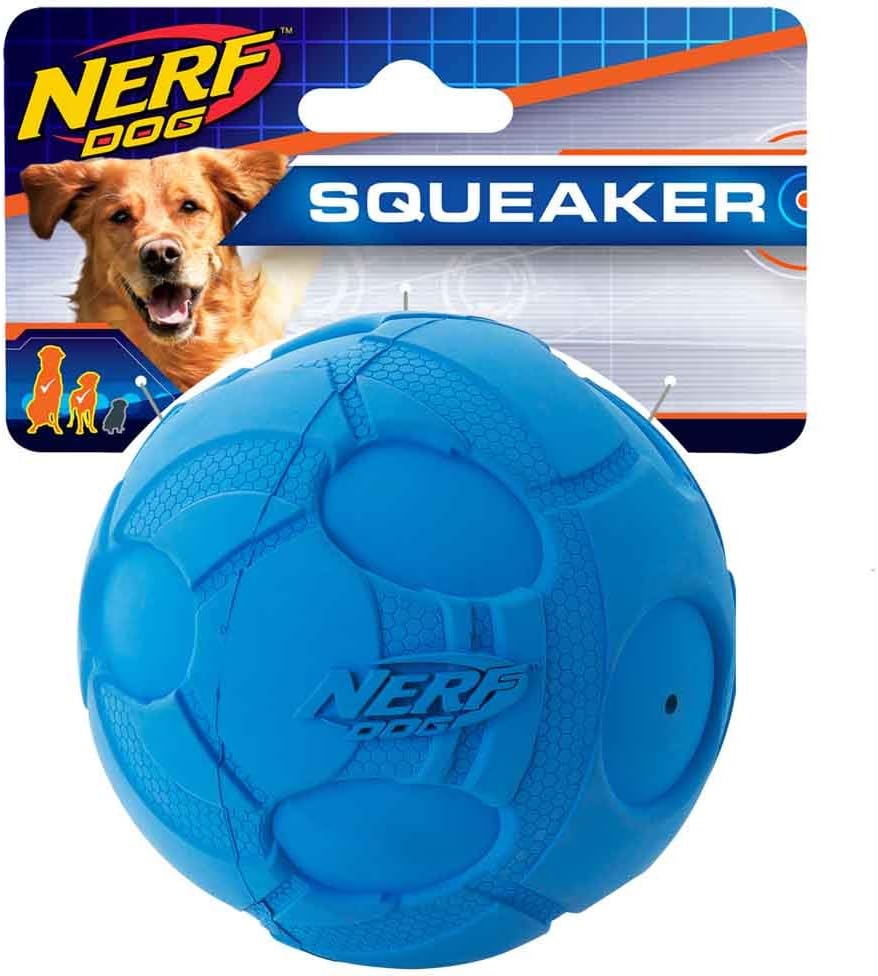 Nerf Dog Bash Ball 狗狗玩具 带互动吱吱声 轻巧耐用 防水 4 英寸 约10 1 厘米 适用于中 大型犬种 单组 蓝色 亚马逊中国 宠物用品