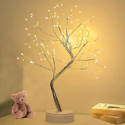 jiameiyi 盆景树灯 20 英寸 108 led 萤火虫铜线串灯 diy 人造树灯