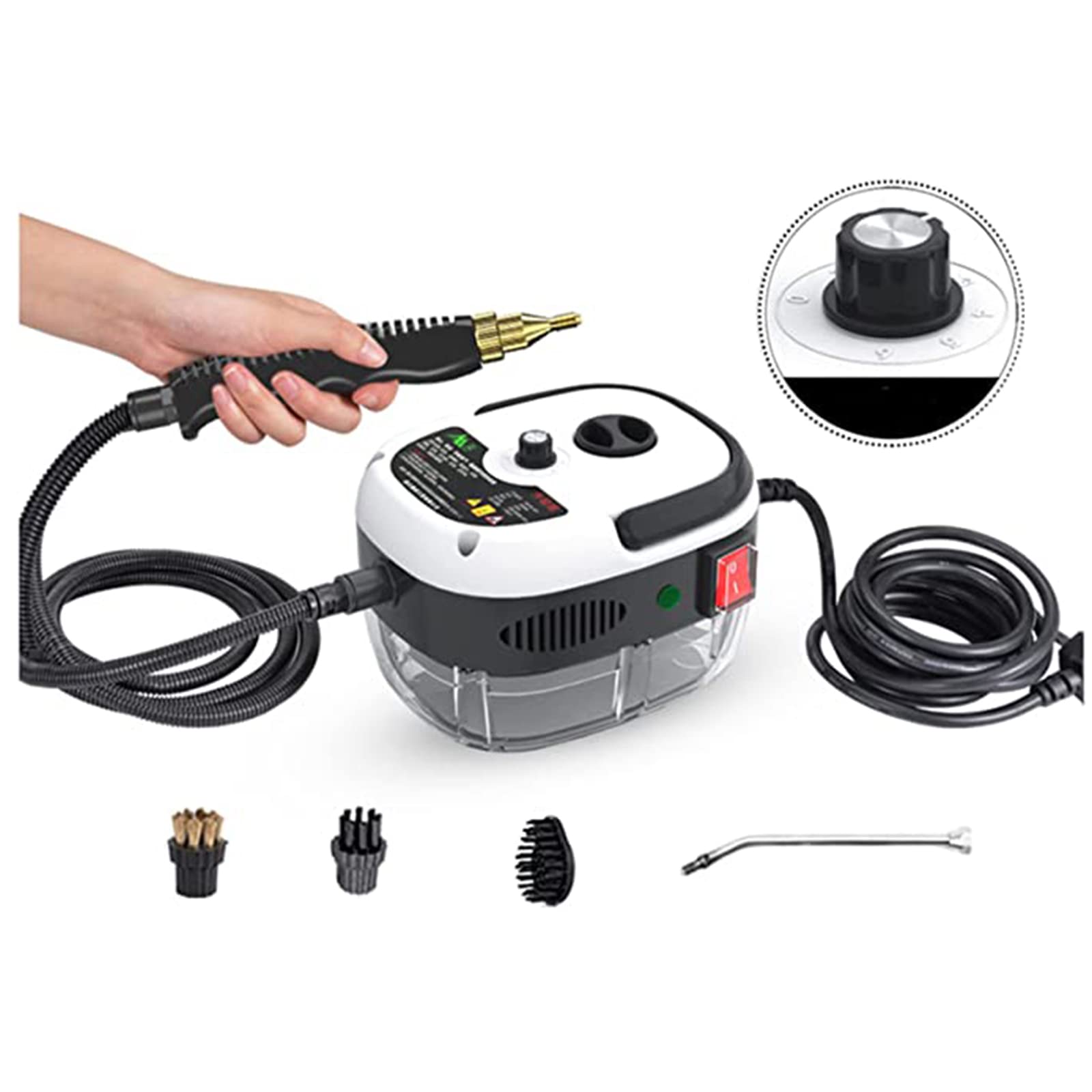 High Pressure Steam cleaner 2500W Handheld portable steam cleaner automatic pumping suitable for kitchen bathroom furniture, Windows, cars, with cleaning kit tool, white