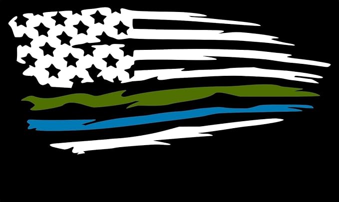 5 英寸薄*和蓝色线条 - 破碎美国国旗贴花乙烯基贴纸 适用于汽车 卡车