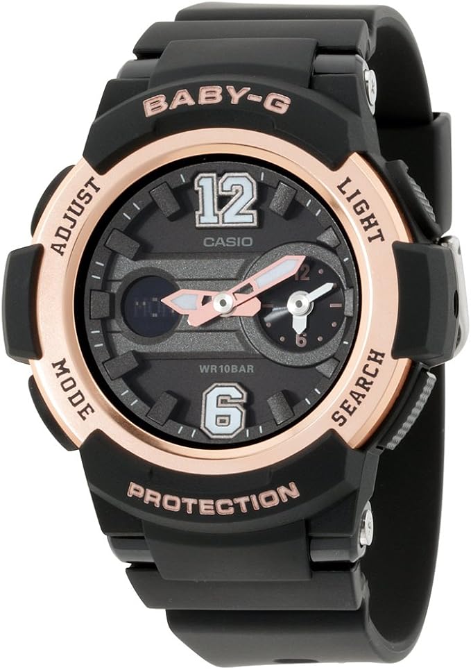 casio卡西欧 bga210-1b 女士baby-g系列 双显黑色表盘黑色树脂表带