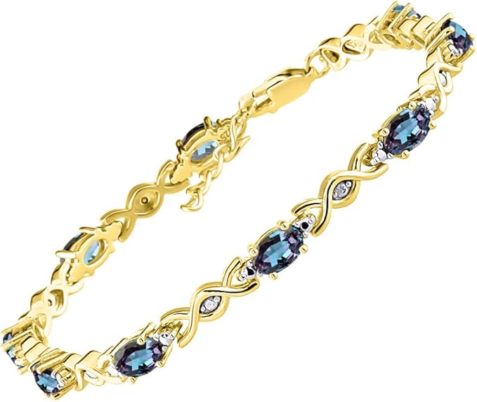 rylos 女式手链 925 银 xoxo 拥抱和亲吻网球手链宝石和真钻可调节以