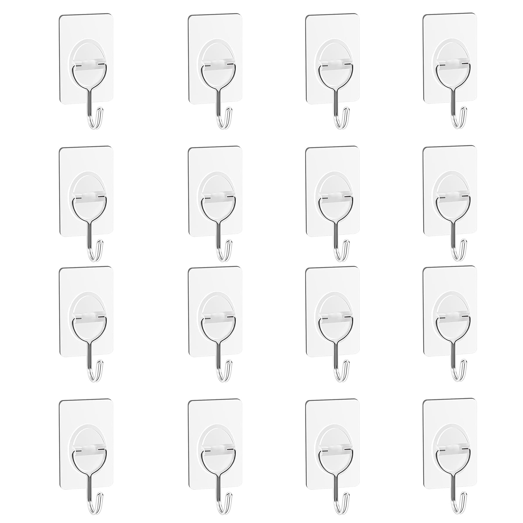 EnixwH Self-adhesive hook,16 transparent non-drilled holes (* large 5kg), magic hook, multi-purpose hook self-adhesive towel hook *, suitable for bathroom kitchen bathroom wall blanket