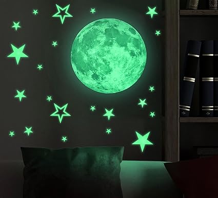 Marsway 可移除月亮星夜光贴纸夜光儿童房间墙贴贴纸 化妆 亚马逊中国