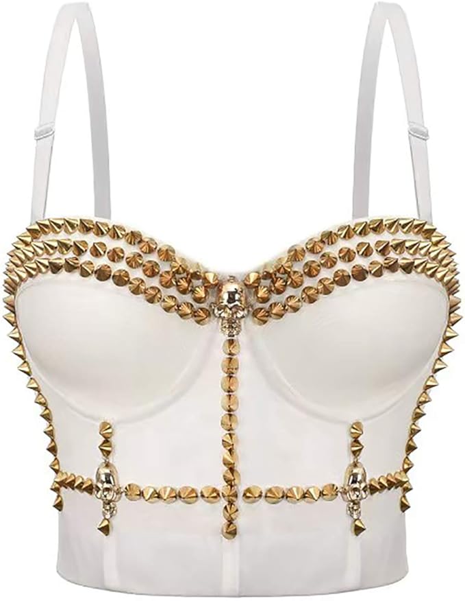 corzzet 女式金属铆钉朋克哥特文胸派对夜店服