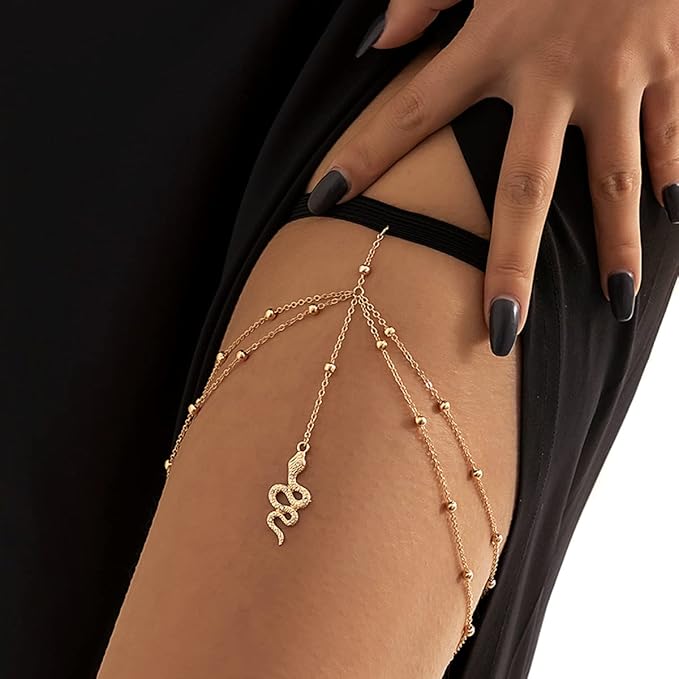 女士腿链水晶身体链比基尼大腿流苏链波希米亚腿链多层性感身体腿链