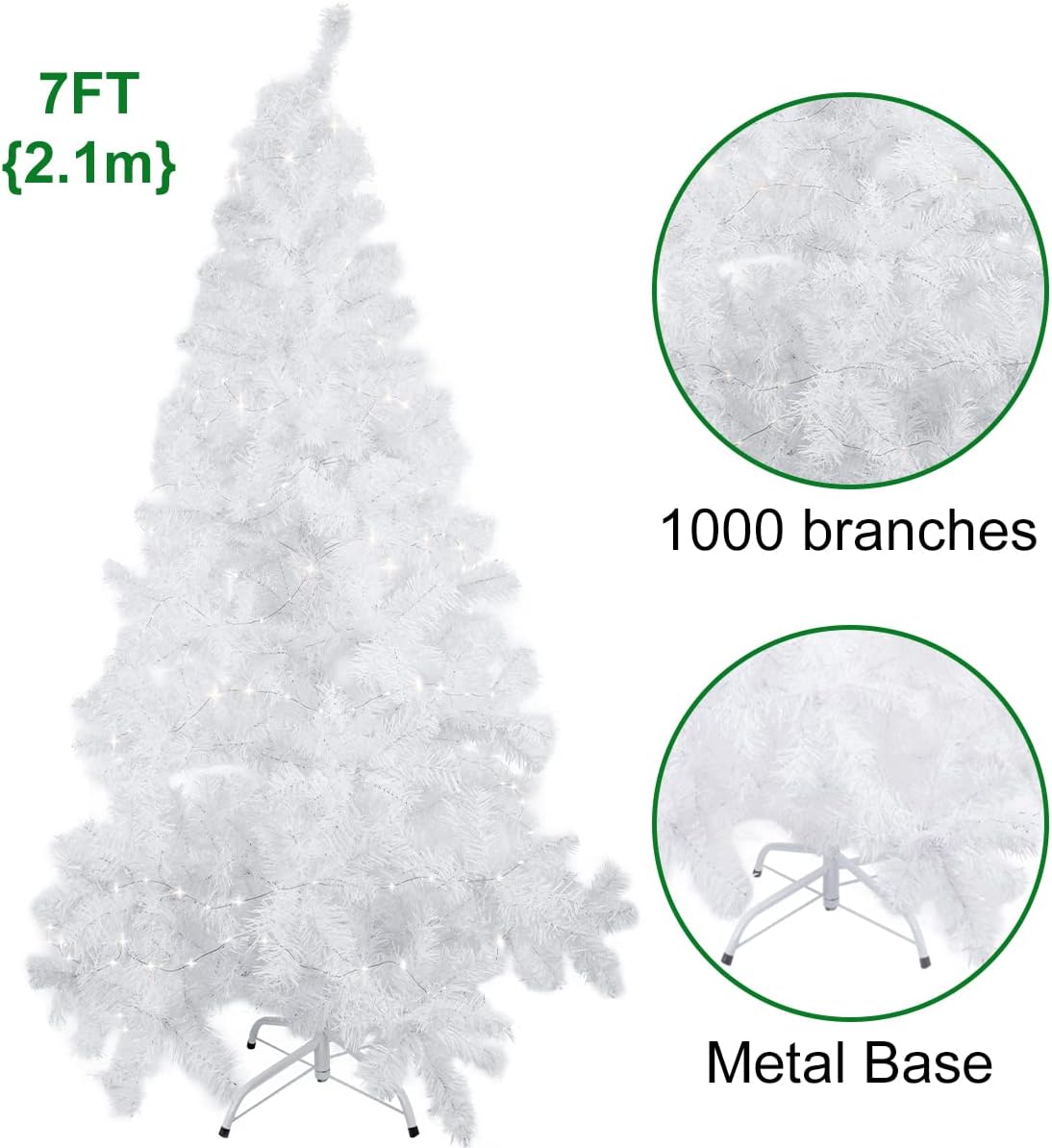 Uten 7FT PreLighted Artificial Christmas Tree with Incandescent Warm
