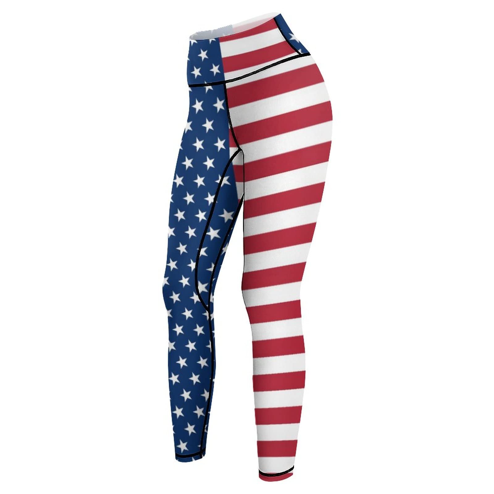 DOINBEE High Waist American Flag Yoga Pants Leggings Full Length Exercise Running Capris