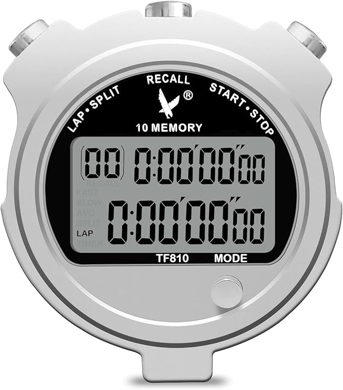 leap 秒表金属秒表 10 圈*数字秒表计时器防水秒表 适用于体育比赛