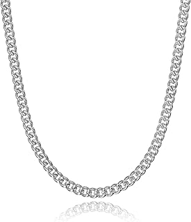 ariana lucci 14k 白金填充意大利锁链项链,5mm 宽尺寸,男女不变色