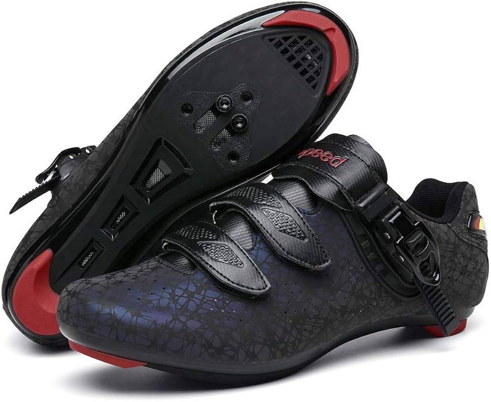 男式公路自行车鞋自行车外观 delta spd 旅行室内三条带带搭扣骑行鞋