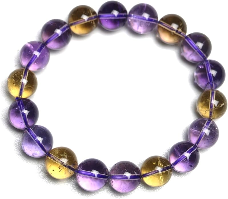 玻利维亚 精美 天然紫黄晶圆珠11mm手链 男女款 智慧 招财 天然水晶