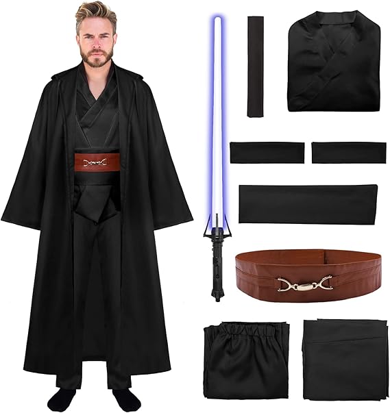 ficlwigkis 束腰外衣 儿童男士绝地武士 连帽 男式骑士连帽长袍全套