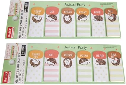 Daiso 日本2包of 刺猬贴纸post It 书签粘性便签标记tab 亚马逊中国 办公用品