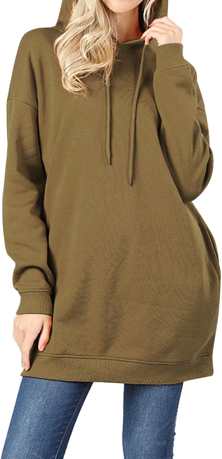 mixmatchy 女式休闲v领口袋宽松运动衫束腰上衣 深橄榄色 medium