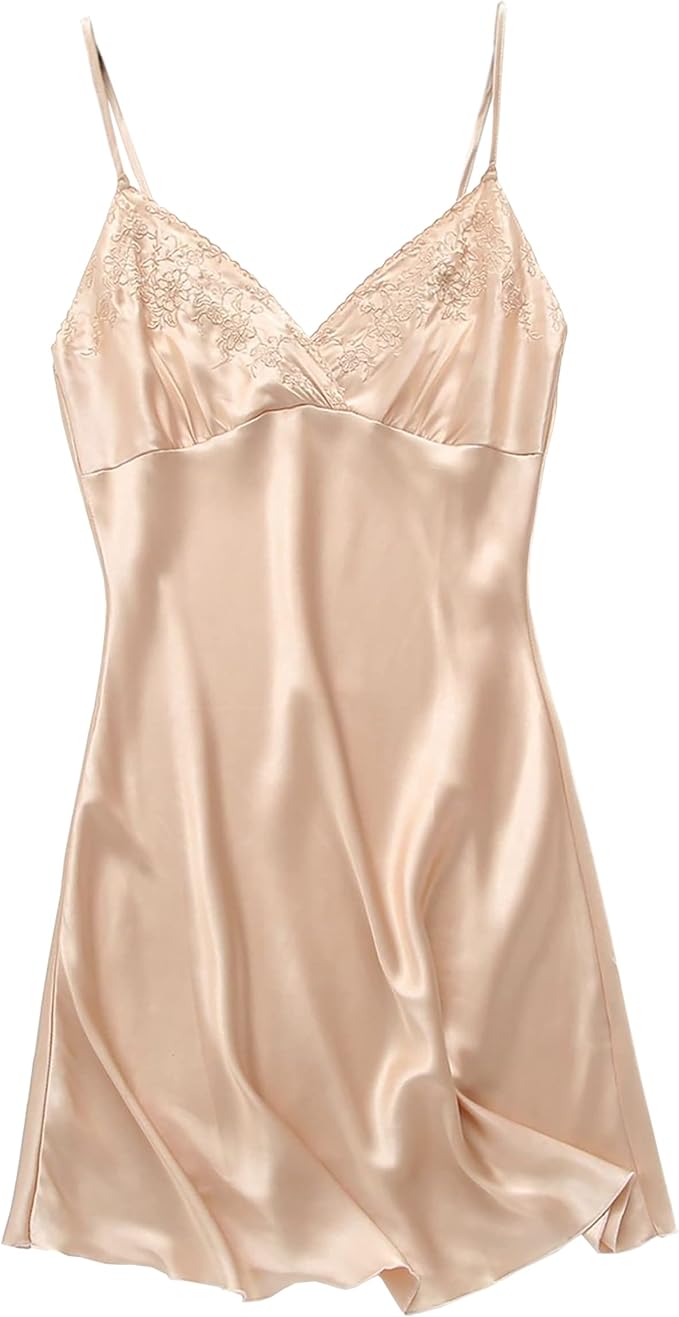 c2m 女式全睡裙 丝滑缎带内衣睡裙