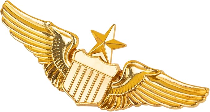 *飞行员翅膀高级金属翼徽章金色飞行员别针军事徽章翅膀衬衫翻领别针