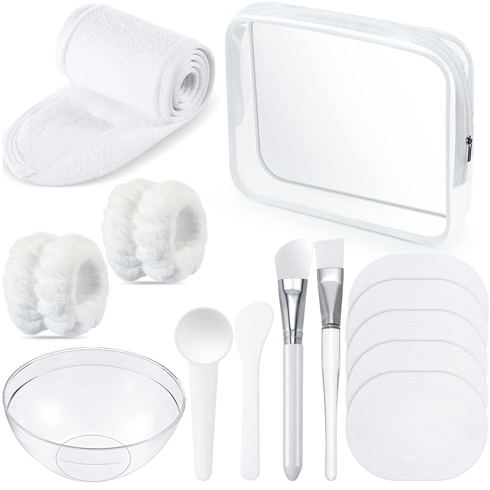 Tanlade 14-in-1 DIY Mask Mixing Bowl Set is suitable for * teacher supplies, mask brush applicators, mask bowls, mask shovels, measuring spoons, transparent makeup bags, makeup headbands, sponges