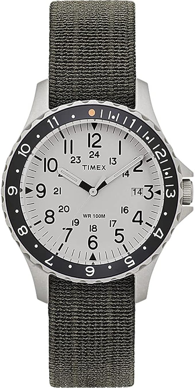 天美时 tw2t13700 navi ocean 38 毫米弹性织物表带 3 指针模拟手表