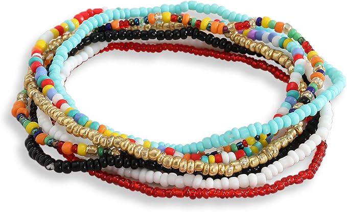ingemark 波西米亚彩色串珠可堆叠手链,适合女孩,儿童非洲手腕串珠