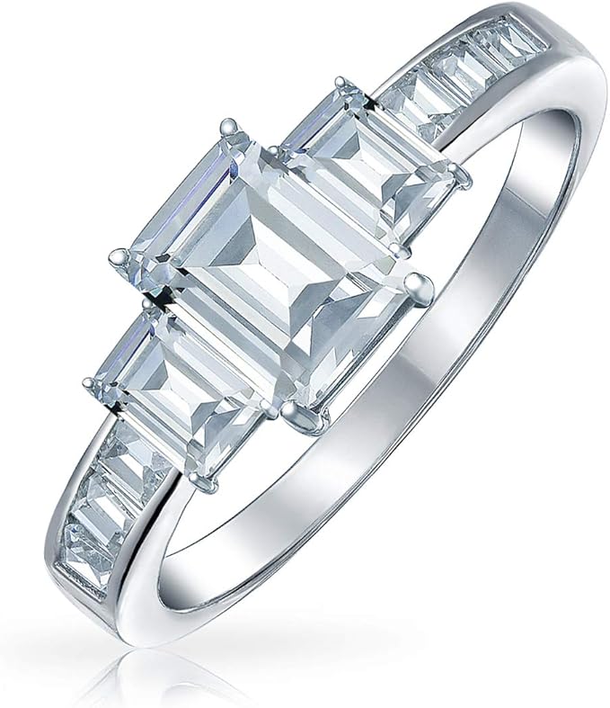 bling jewelry 装饰艺术风格 2ct 矩形玉石切割 3 颗宝石过去礼物未来