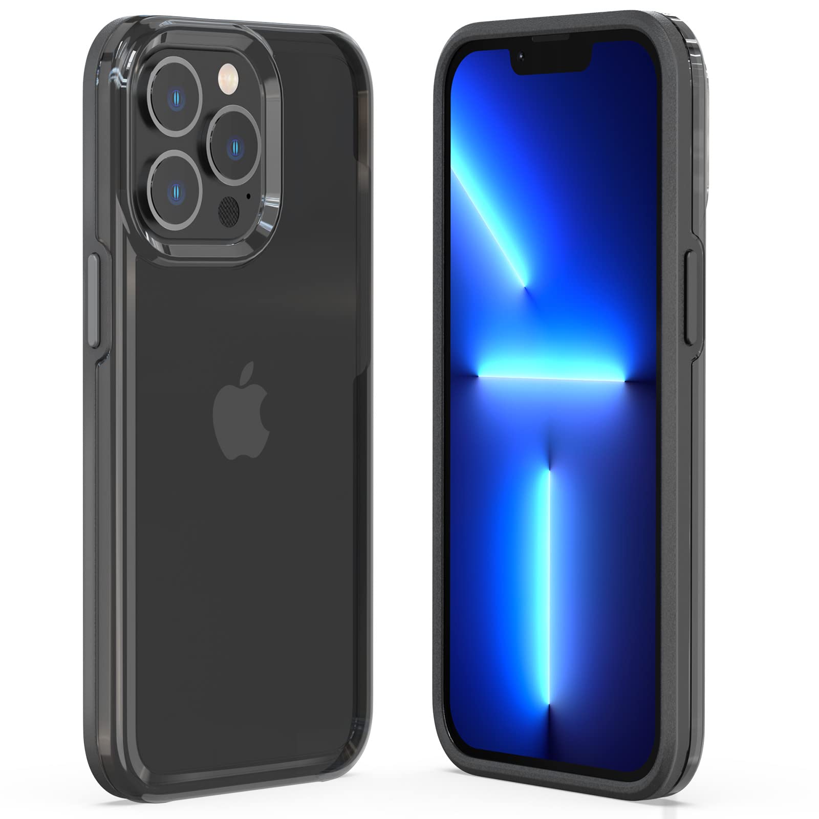 Grottes 兼容 iPhone 13 ProMax 男士手机壳,女式保护套时尚颜色匹配超薄减震硬质 PC 防摔保护盖 6.7 英寸(黑色/黑色)