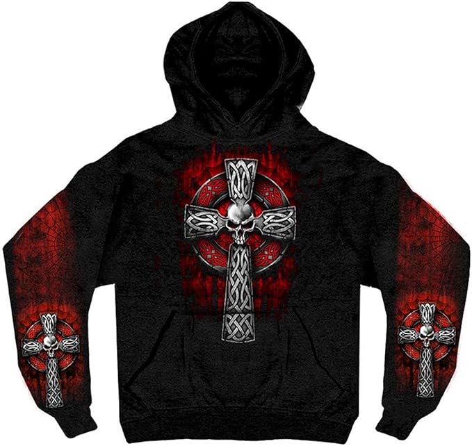 hot leathers 凯尔特十字袖连帽衫(黑色,中号)