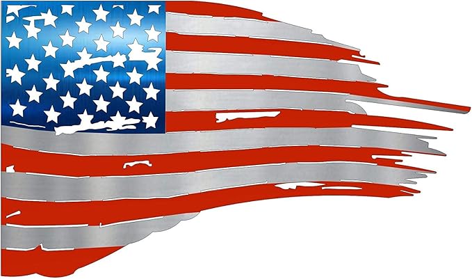 美国国旗金属艺术破碎和撕裂优质钢,美国制造 (36)