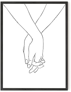 墙壁艺术爱情艺术印刷极简主义线条艺术黑白爱墙艺术极简主义墙艺爱情