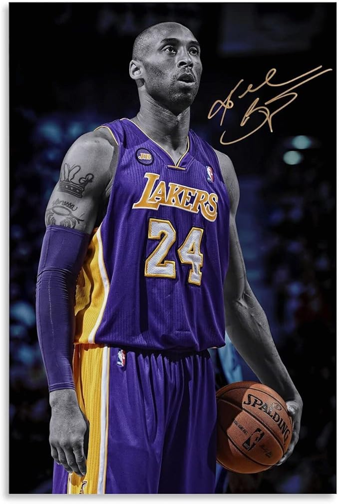 科比·布莱恩特篮球运动传奇明星签名艺术海报帆布墙艺术无框 30