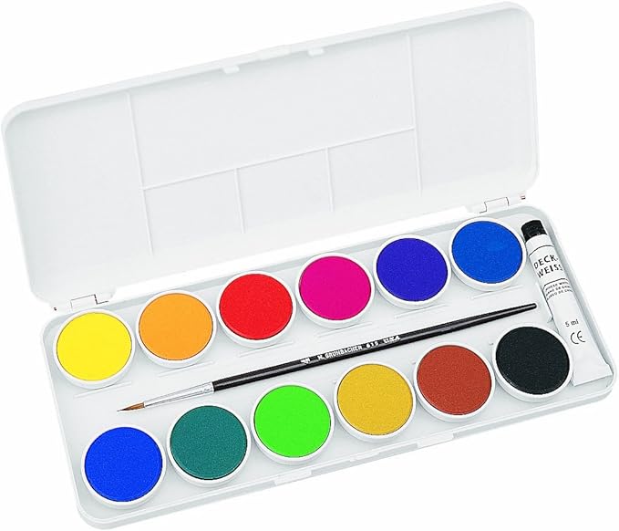 grumbacher 透明水彩套装,12 种颜色和刷子
