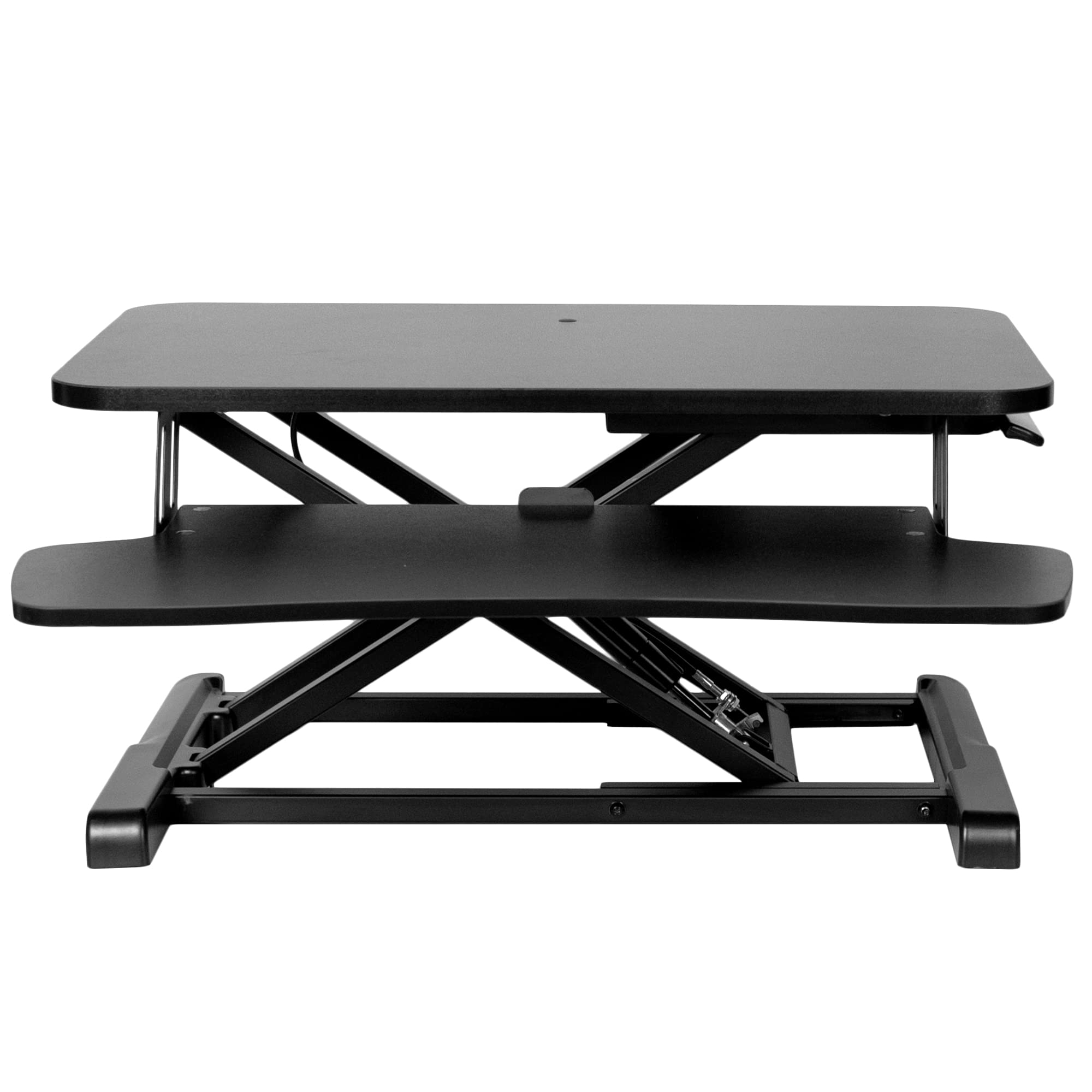 Vivo DESK-V026KB Height adjustable desk accessory, seat stand for workplace, suitable for two monitors and laptop, with keyboard tray, black, 66cm